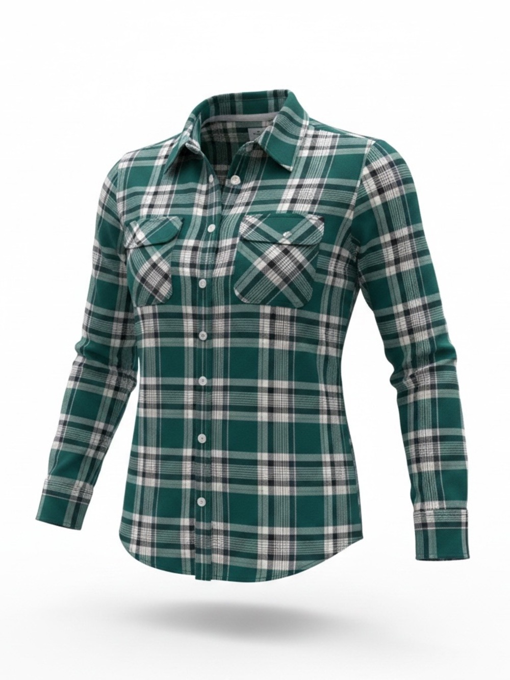Ridge cut Toughwear Green Plaid Button-Down Shirt with Chest Pockets